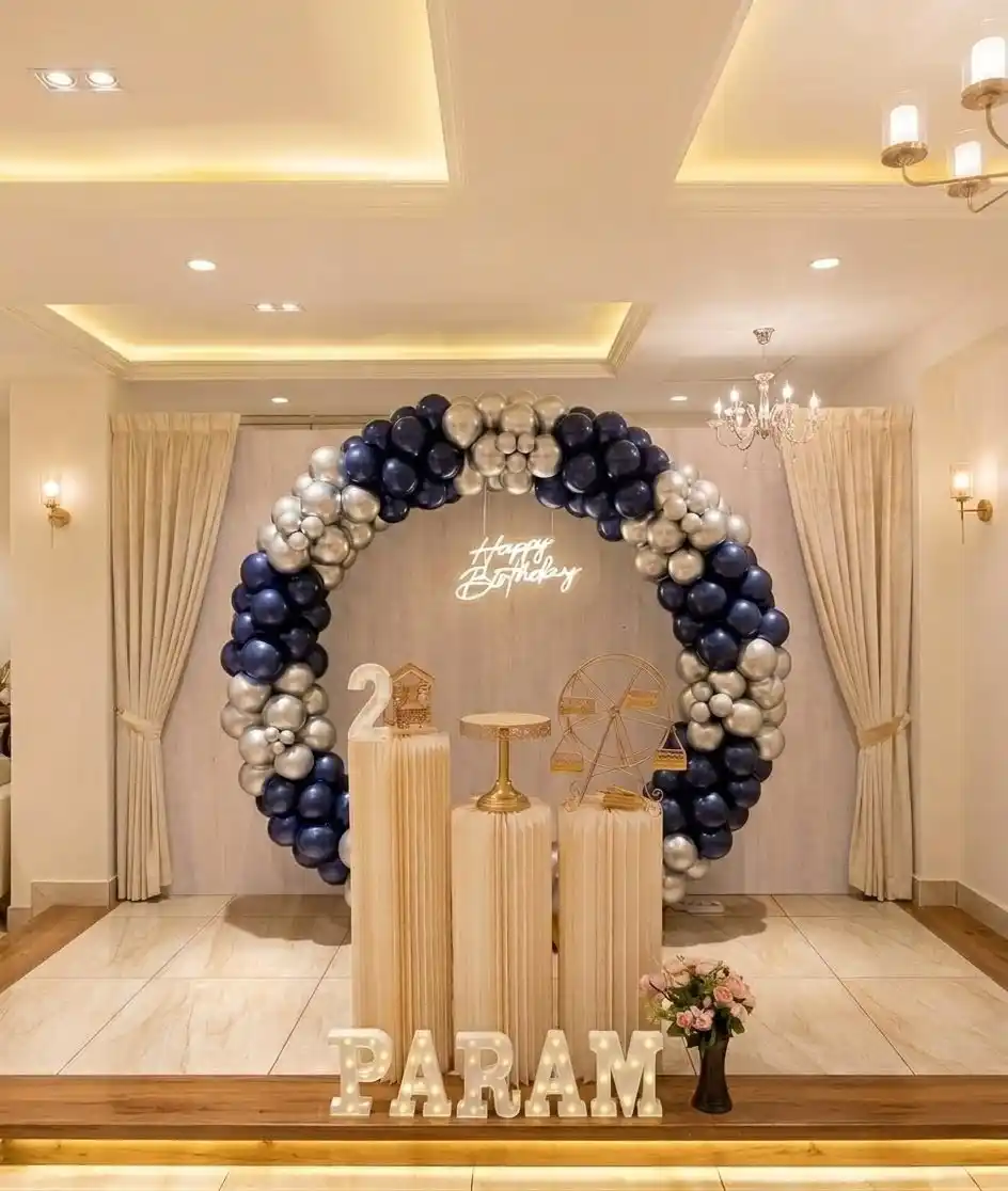 Stage Decor Blue & Silver Theme